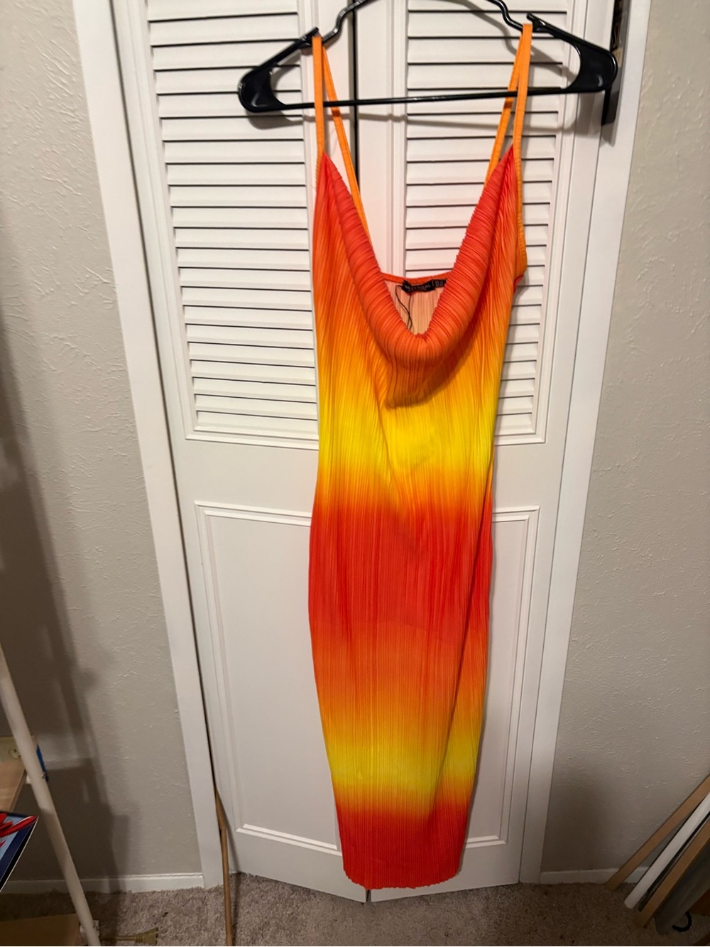 Nasty Gal Orange and Yellow Ombre Cowl Neck Slip Dress